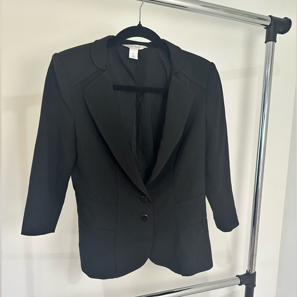 White House Black Market Black Blazer 3/4 Length Sleeves - Size 4